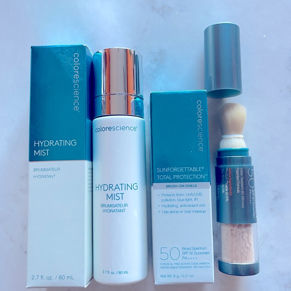 Colorescience Duo: Hydrating Mist & Sunforgettable brush on SPF 50 sunscreen